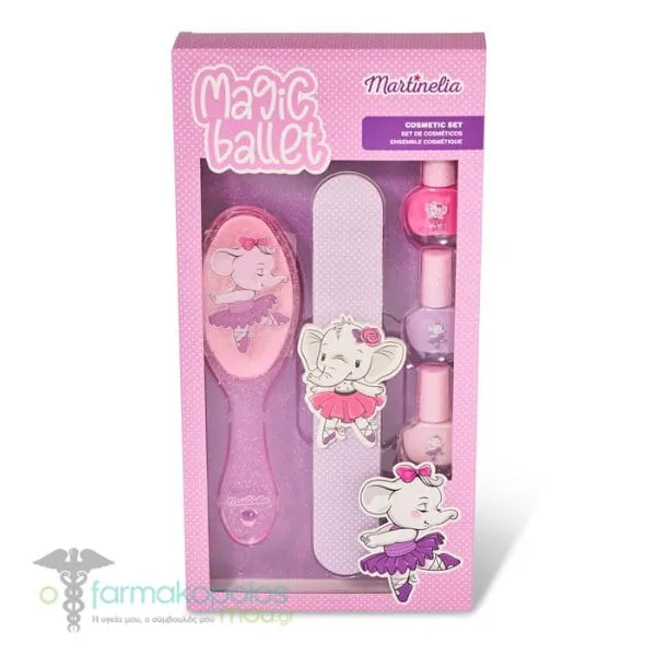 Martinelia Magic Ballet Cosmetic Set 3 Nail Polish 4ml 1 Hair Brush and 1 Nail File L-11967, 1σετ