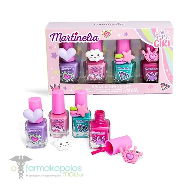 Martinelia Super Girl Nail Polish & Rings Set, 1pc