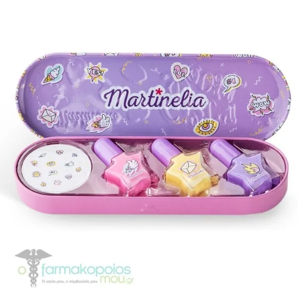 Martinelia Super Girl Nail Polish & Stickers Tin Box, 1set