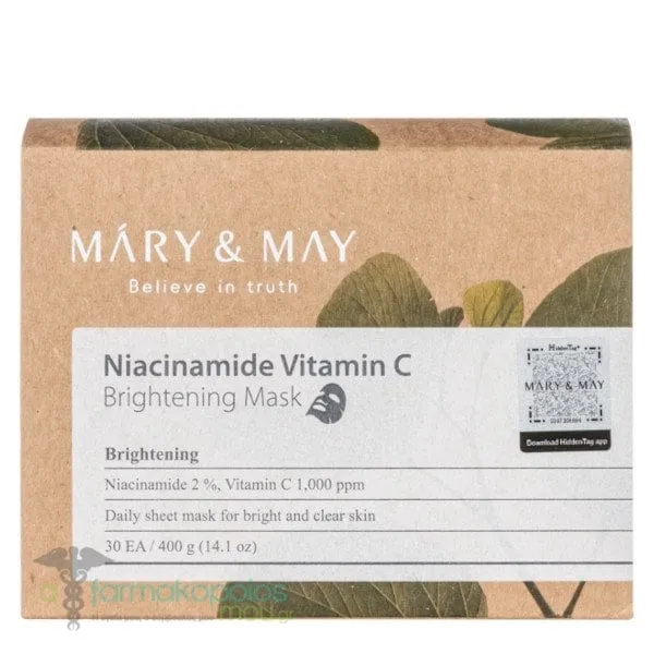 Mary&May Niacinamide Vitamin C Brightening Mask Μάσκα Προσώπου με Νιασιναμίδη & Βιταμίνη C, 30τεμ