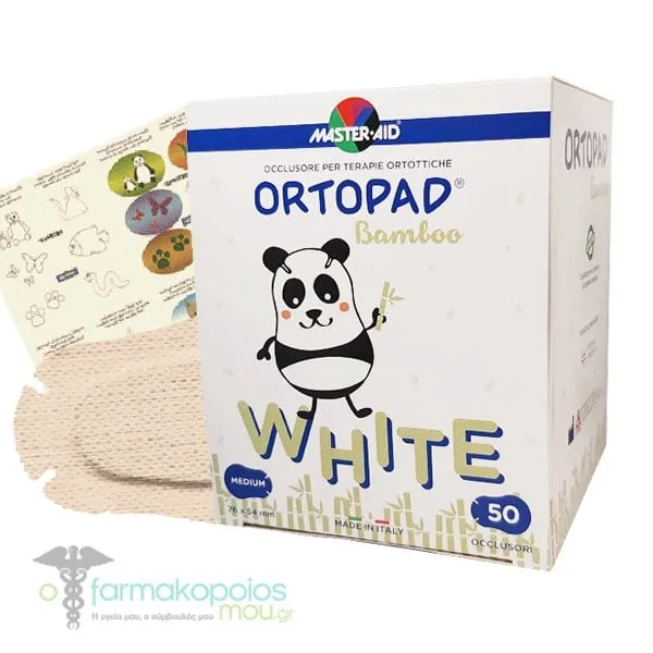 Master-Aid Ortopad Bamboo White Kids Eye Patches Medium 7.6 x 5.4 cm (2-4 years), 50 patches
