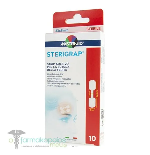 Master Aid Sterigrap Sterile Self-Adhesive Pads (32x8mm), 10pcs