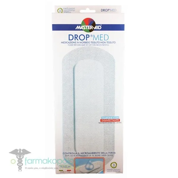 Master-Aid Drop Med Self-Adhesive Dressing 10.5x25cm (6x20.2), 3pcs