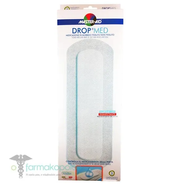 Master-Aid Drop Med Self-Adhesive Dressing 10.5x30cm (6x25.2), 3pcs