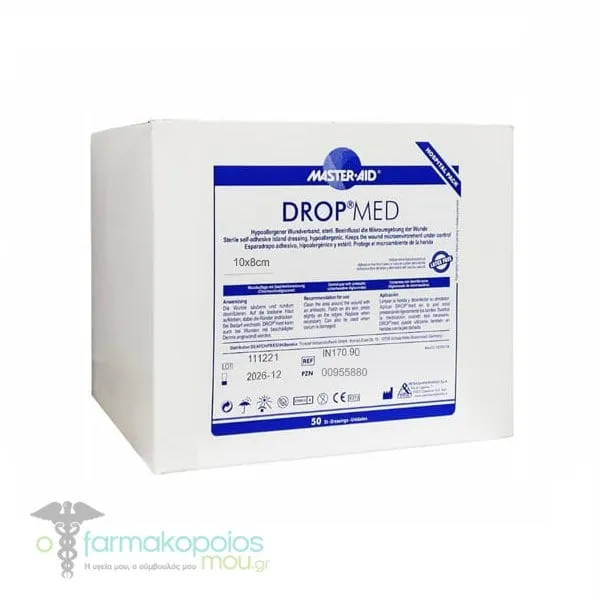 Master-Aid Drop Med Adhesive Non-Stick Gauzes 10x8cm, 50pcs