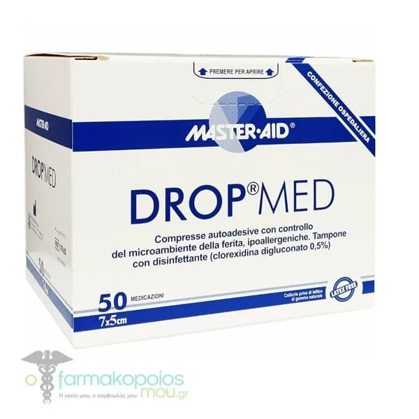 Master-Aid Drop Med Adhesive Non-Stick Gauzes 7x5cm, 50pcs