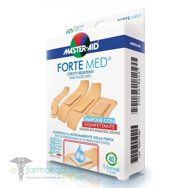 Master-Aid Forte Med Tough Plaster Strips 5 Sizes, 40pcs