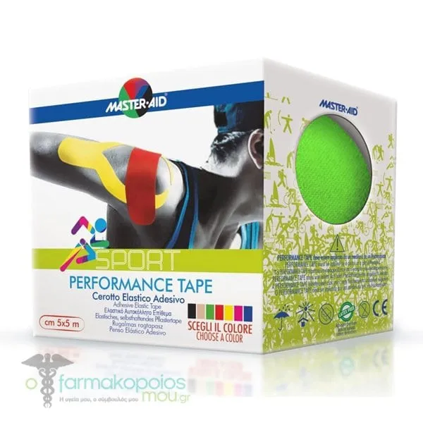 Masteraid Performance Tape - Kinesio Tape Elastic Adhesive Τape Green 5m x 5cm, 1pc