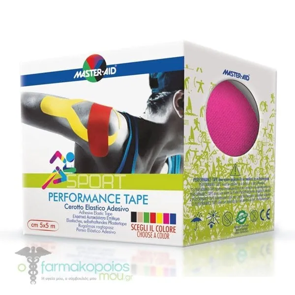 Masteraid Performance Tape - Kinesio Tape Elastic Adhesive Τape Pink 5m x 5cm, 1pc