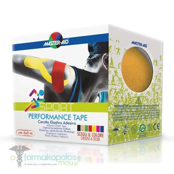 Masteraid Performance Tape - Kinesio Tape Elastic Adhesive Τape Yellow 5m x 5cm, 1pc