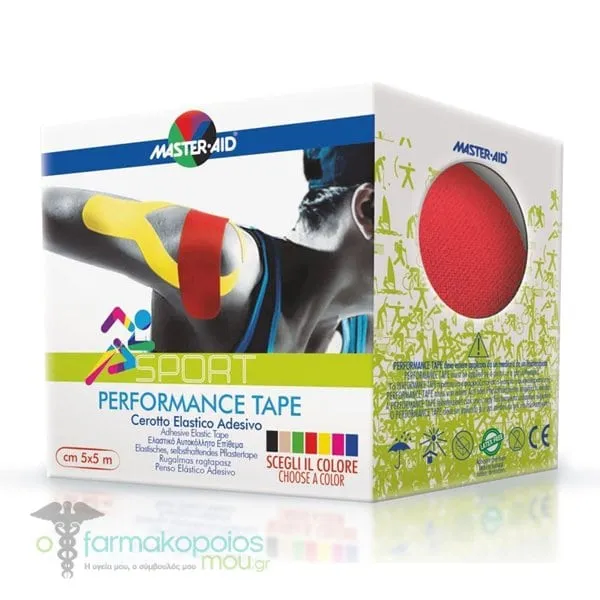 Masteraid Performance Tape - Kinesio Tape Elastic Adhesive Τape Red 5m x 5cm, 1pc