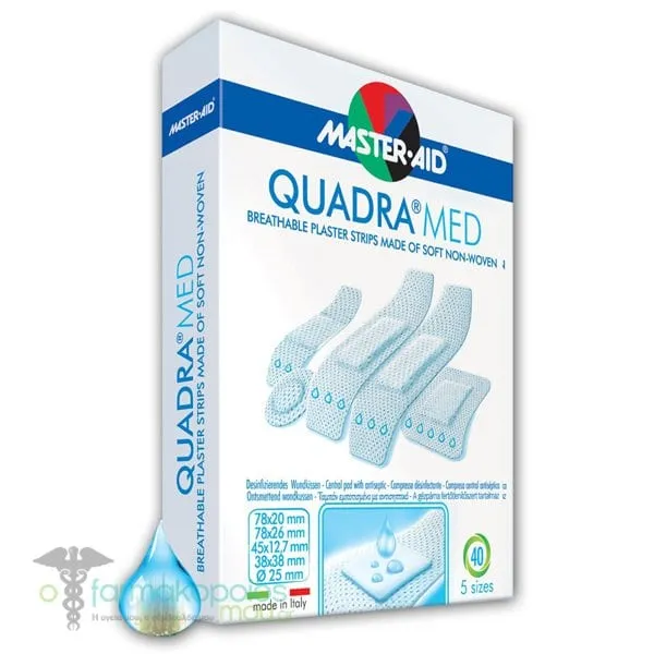 Master-Aid Quadra Soft Non-Woven Plaster Strips White 5 Sizes, 40pcs