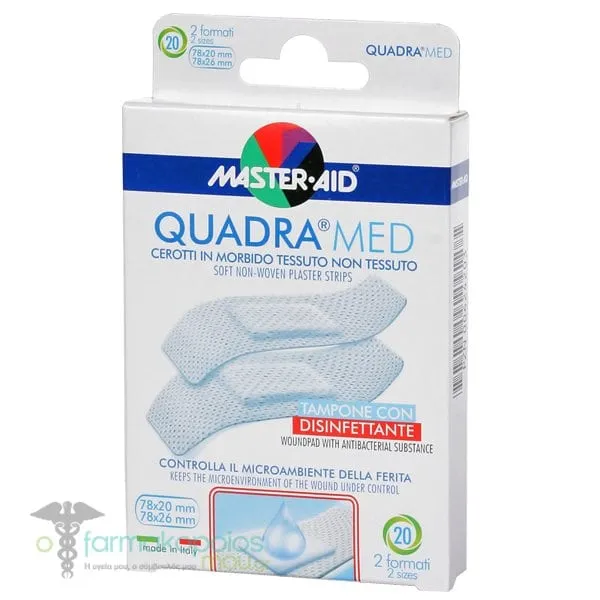 Master-Aid Quadra Soft Non-Woven Plaster Strips White 2 Sizes, 20pcs