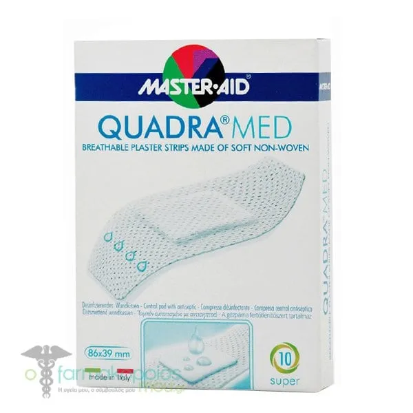 Master-Aid Quadra Super Non-Woven Plaster Strips White Super 86x39mm, 10pcs