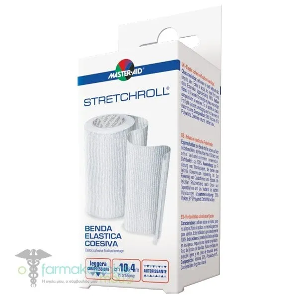 Master-Aid Stretchroll Light Compression Elastic Fixation Bandage White, 4m x 10cm