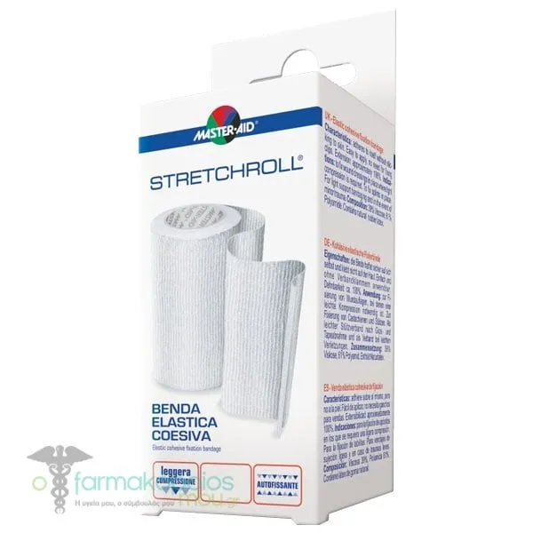 Master-Aid Stretchroll Light Compression Elastic Fixation Bandage White, 4m x 6cm