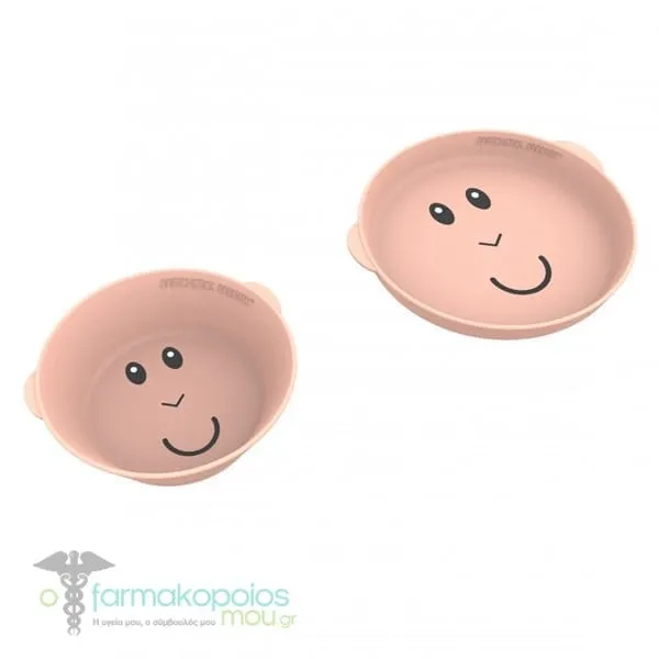 Matchstick Monkey Antimicrobial Protection Monkey Plate & Bowl 6m+, 1τεμ - Dusty Pink