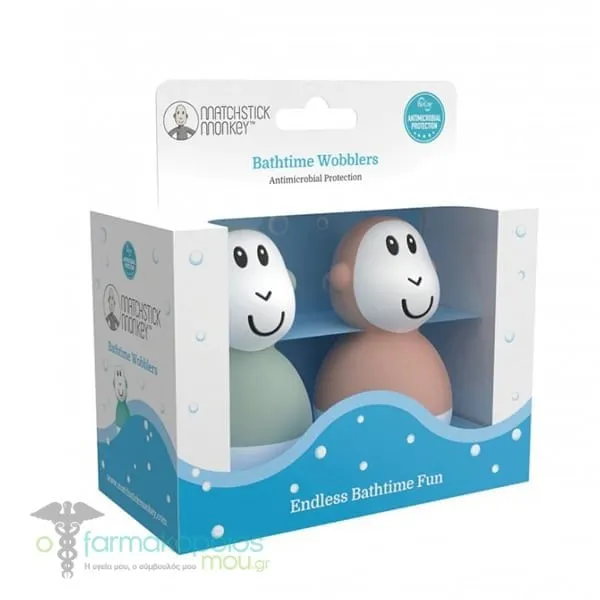 Matchstick Monkey Bathtime Wobblers, 2τεμ - Mint Green/Dusty Pink