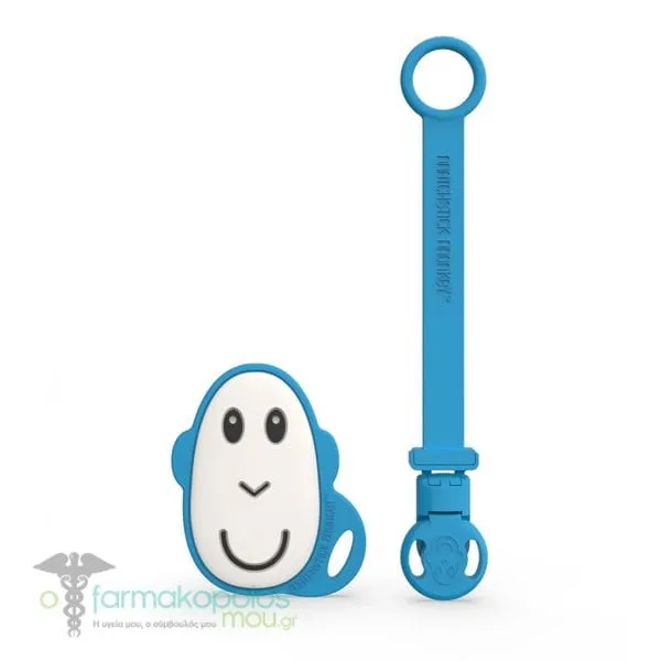 Matchstick Monkey Antimicrobial Protection Flat Face Teether& Soother Clip, 1τεμ - BLUE