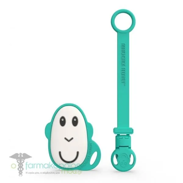 Matchstick Monkey Antimicrobial Protection Flat Face Teether& Soother Clip, 1τεμ - GREEN