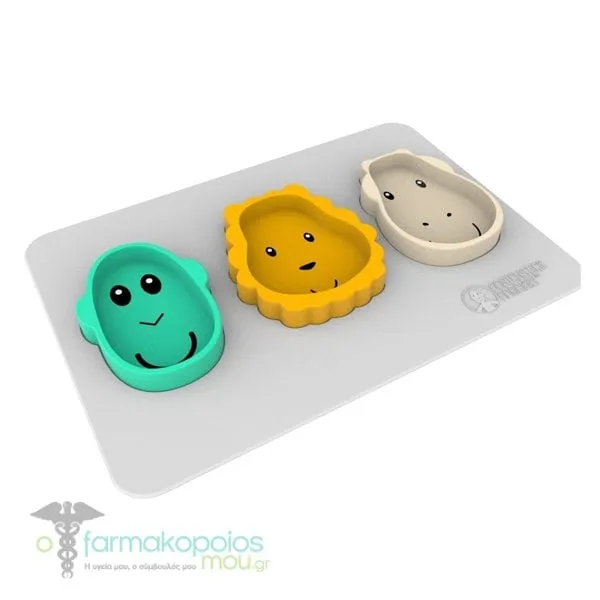 Matchstick Monkey Antimicrobial Protection Animal Snack Mat 9m+, 1τεμ - Cool Grey