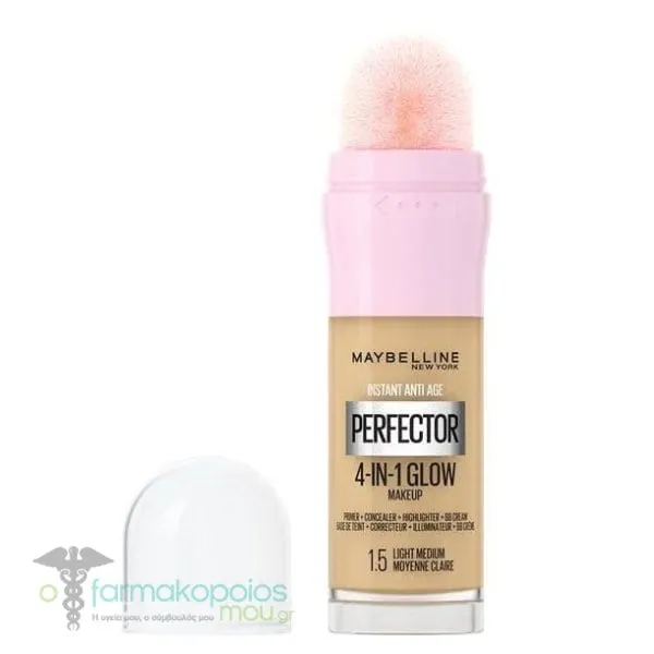 Maybelline Instant Anti Age Perfector 4-in-1 Glow Makeup, 20ml - 1.5 Light Medium