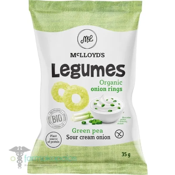McLloyd's Legumes Organic Onion Rings with Green Pea & Sour Cream Onion, 35g