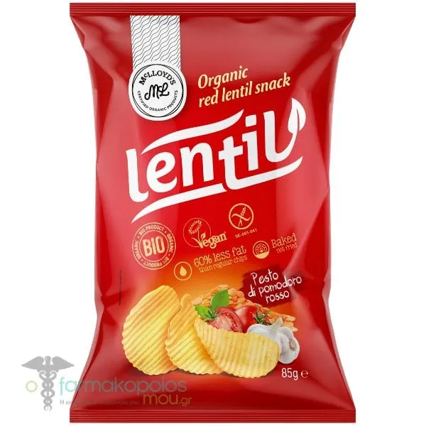 McLloyd's Lentil Organic Red Lentil Snack Pesto di Pomodoro Rosso, 85g