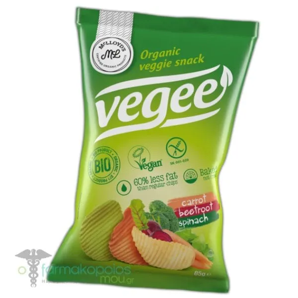 McLloyd's Vegee Bio Organic Veggie Snack with Carrot, Beetroot & Spinach, 85g