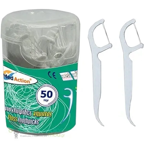 Med Action Floss Toothpicks, 50pcs