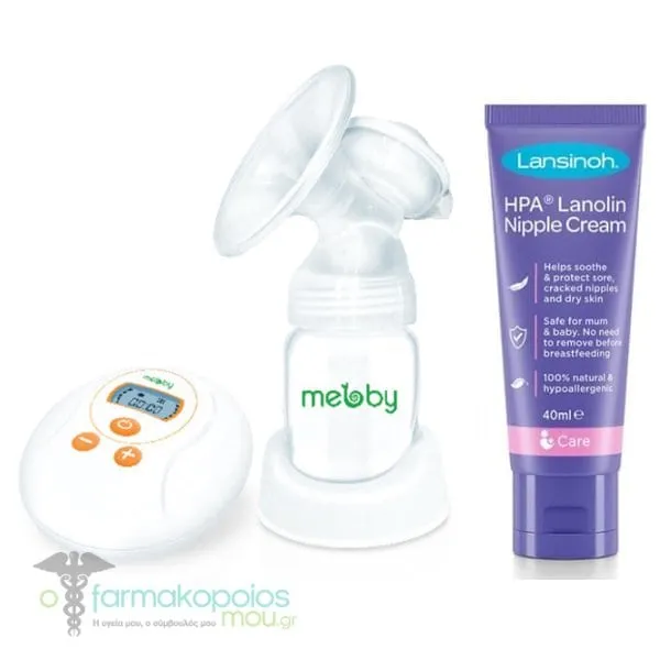 Medel Mebby Natural Plus Single Channel Electric Breast Pump Anticolic (95115), 1pc & Lansinoh HPA Sore Nipple Cream, 40ml, 1set