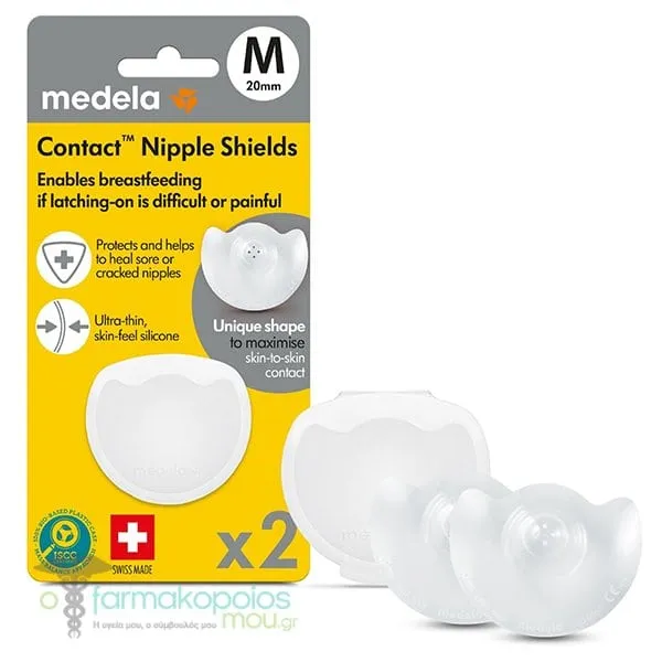 Medela Contact Nipple Shields Ψευδοθηλές Σιλικόνης με Θήκη Μέγεθος Medium, 2τεμ
