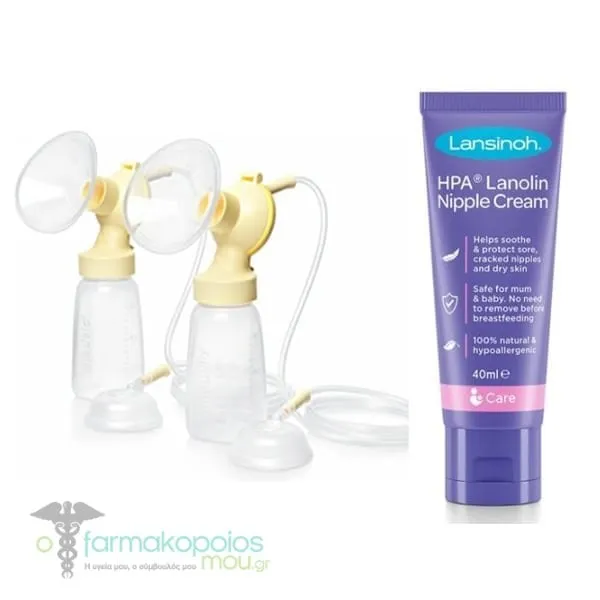 Medela Personalfit Plus Symphony Double Pump Set 24mm, 1pc & Lansinoh HPA Sore Nipple Cream, 40ml, 1set
