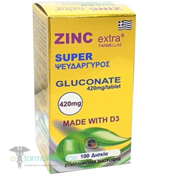 Medichrom Zinc Extra Super Gluconate 420mg, 100tabs