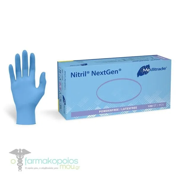 Meditrade Nitrile NextGen Blue Powderfree / Latexfree Protective Gloves, 100pcs