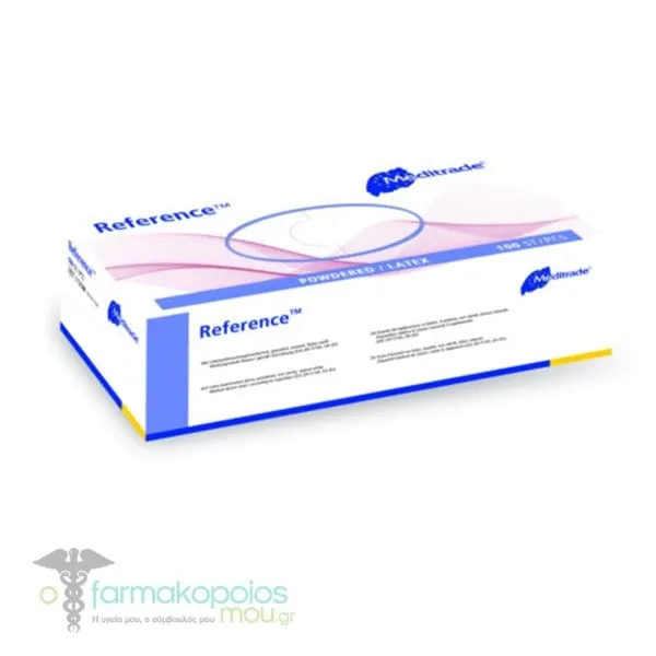Meditrade Reference Powdered/Latex Gloves Γάντια Μιας Χρήσης Λευκά, 100τεμ