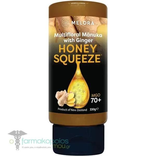 Melora Multifloral Manuka Squeeze MGO 70+ Flower Honey with Ginger, 330gr
