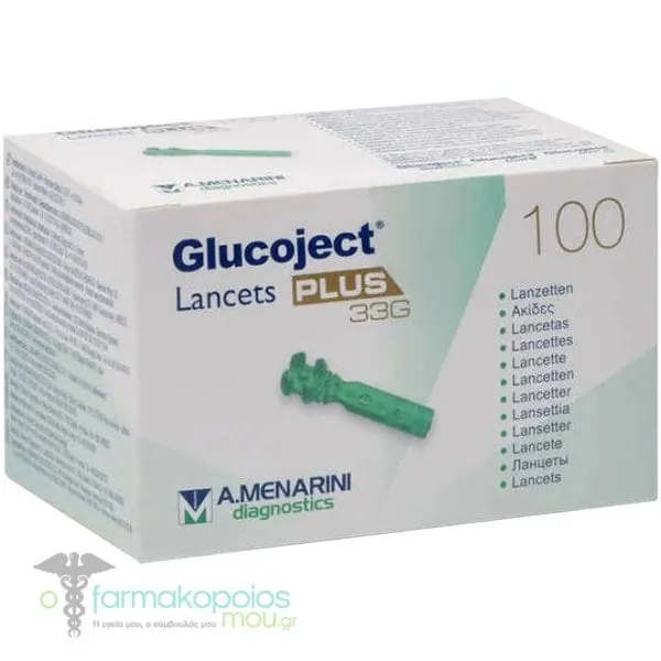 Menarini Glucoject Lancets Plus 33G Ακίδες Μέτρησης Σακχάρου, 100τεμ