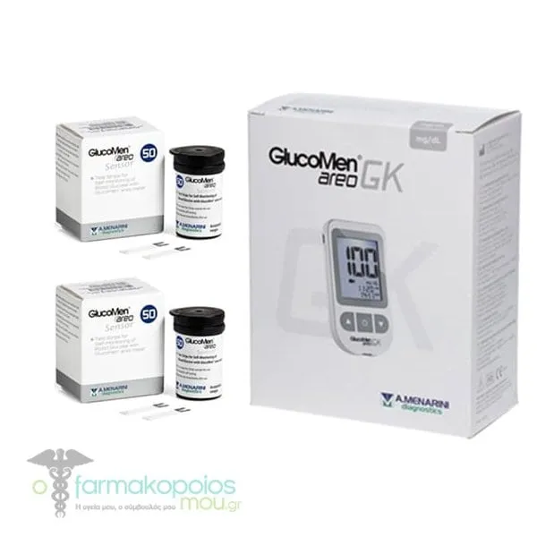 Menarini Promo GlucoMen Areo Sensor Blood Glucose Test Strips, 2x50pcs & Free GlucoMen Areo Gk Blood Glucose Monitor, 1pc, 1set