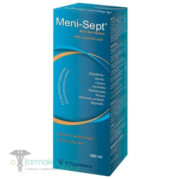 Meni-Sept All-In-One Solution Hyaluronic Acid Διάλυμα Καθαρισμού για Όλους τους Φακούς Επαφής, 380ml