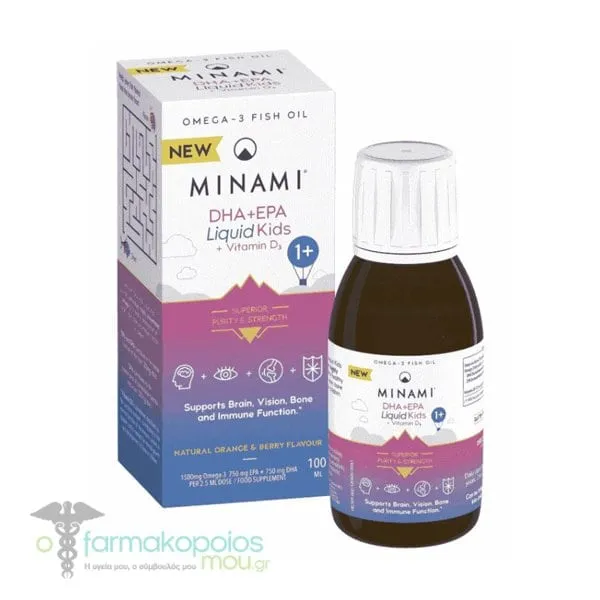 Minami EPA & DHA Liquid + Vitamin D3 Kids, 100ml