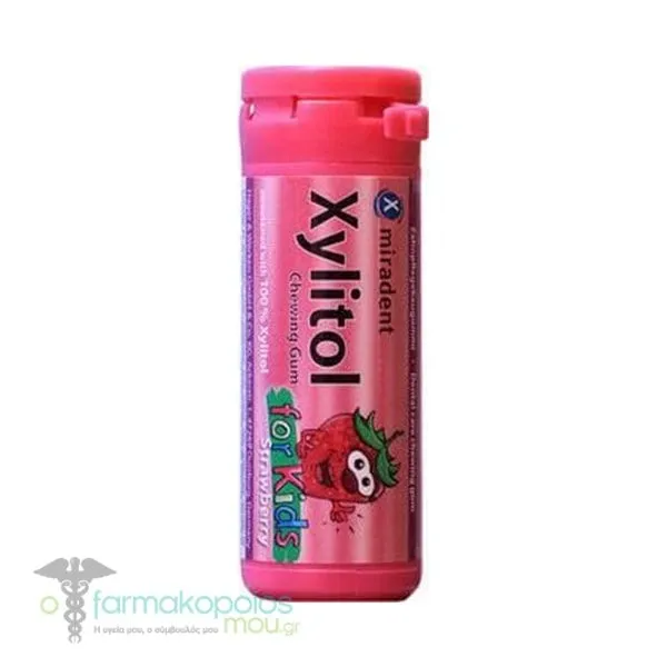 Miradent Xylitol Chewing Gum Strawberry for Kids, 30chew. gums