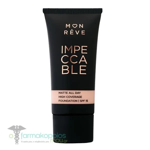 Mon Reve Impeccable Foundation SPF15 Υγρό Ματ Μέικ-απ Μακράς Διάρκειας με Υψηλή Κάλυψη & Δείκτη Προστασίας, 30ml - No.6 ImpeccableFoundation