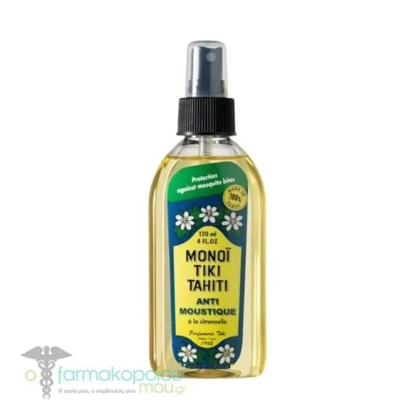 Monoi Tiki Tahiti Mosquito Repellent Lemongrass Essential Οil, 120ml