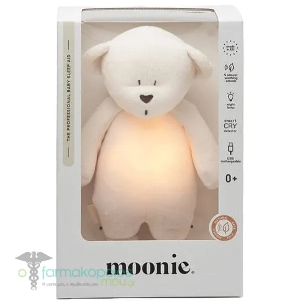 Moonie 2.0 Επαναφορτιζόμενο Bοήθημα Ύπνου με Αισθητήρα Κλάματος &amp; Ηχογράφηση Cream Bear, 1τεμ