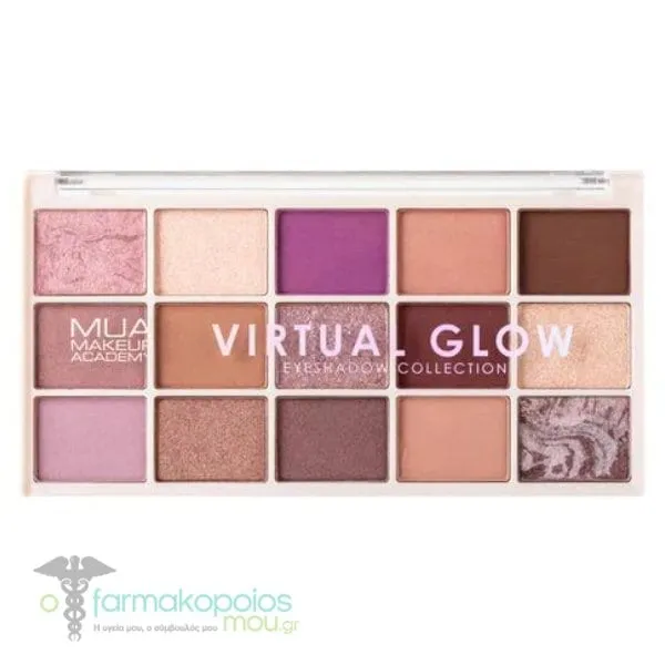 MUA 15 Shade Eyeshadow Palette Virtual Glow, 12g