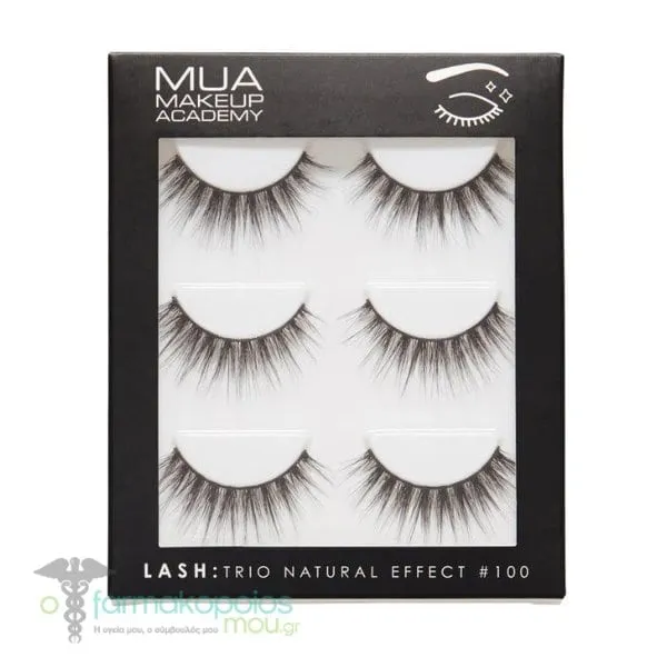 MUA Lash Trio Natural Effect 100 Ψεύτικες Βλεφαρίδες, 1σετ