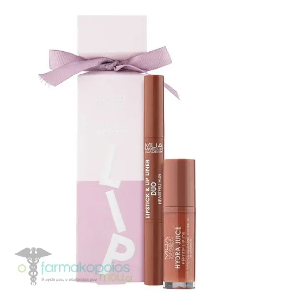 MUA Promo Heartfelt Hun Lip Cracker with Lipstick & Liner Duo, 0.9g & Hydra Juice Peptide Lip Oil, 7ml, 1set