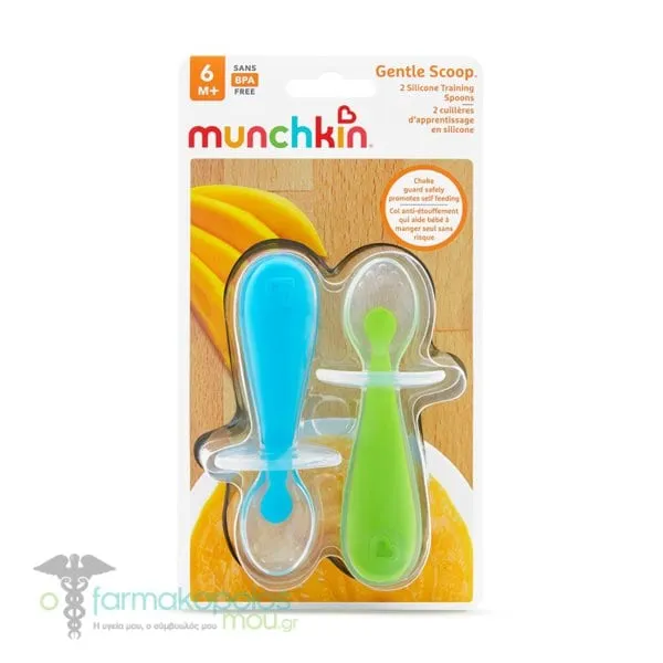 Munchkin Gentle Scoop Silicone Training Spoons Σετ Κουτάλια Σιλικόνης 6m+, 2τεμ - Blue-Green
