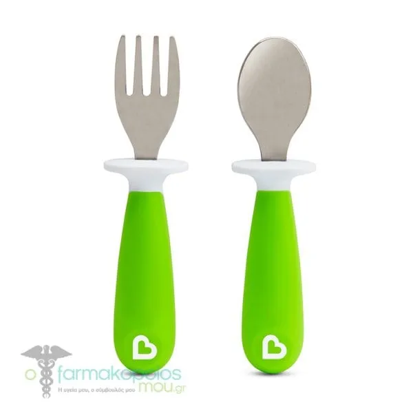 Munchkin Raise Toddler Fork & Spoon 12m+, 2pcs - GREEN